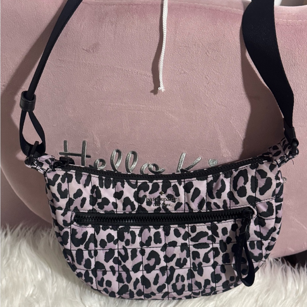 Kate Spade Lavender and Black Animal Print Crossbody Bag